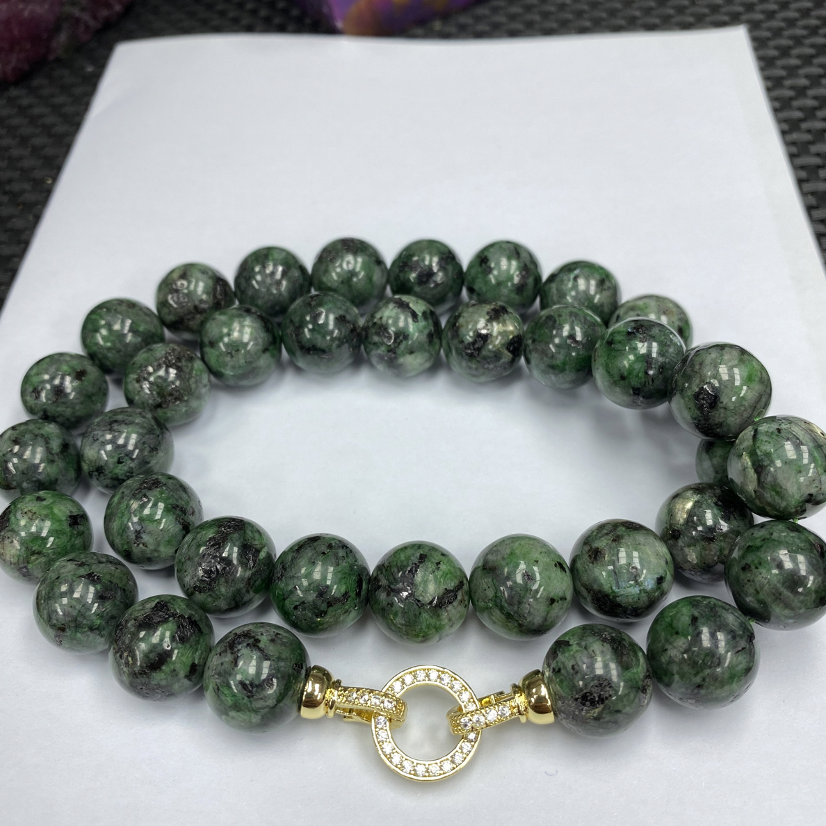 14mm猫眼葛灵草精美项链-874