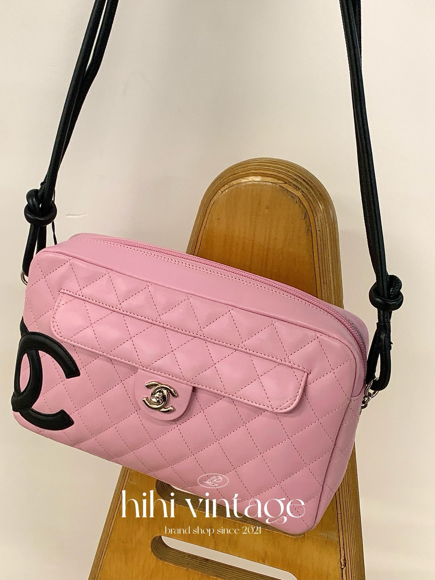 99新 Chanel/香奈儿 HIHI粉色康鹏相机包9开13898163JL