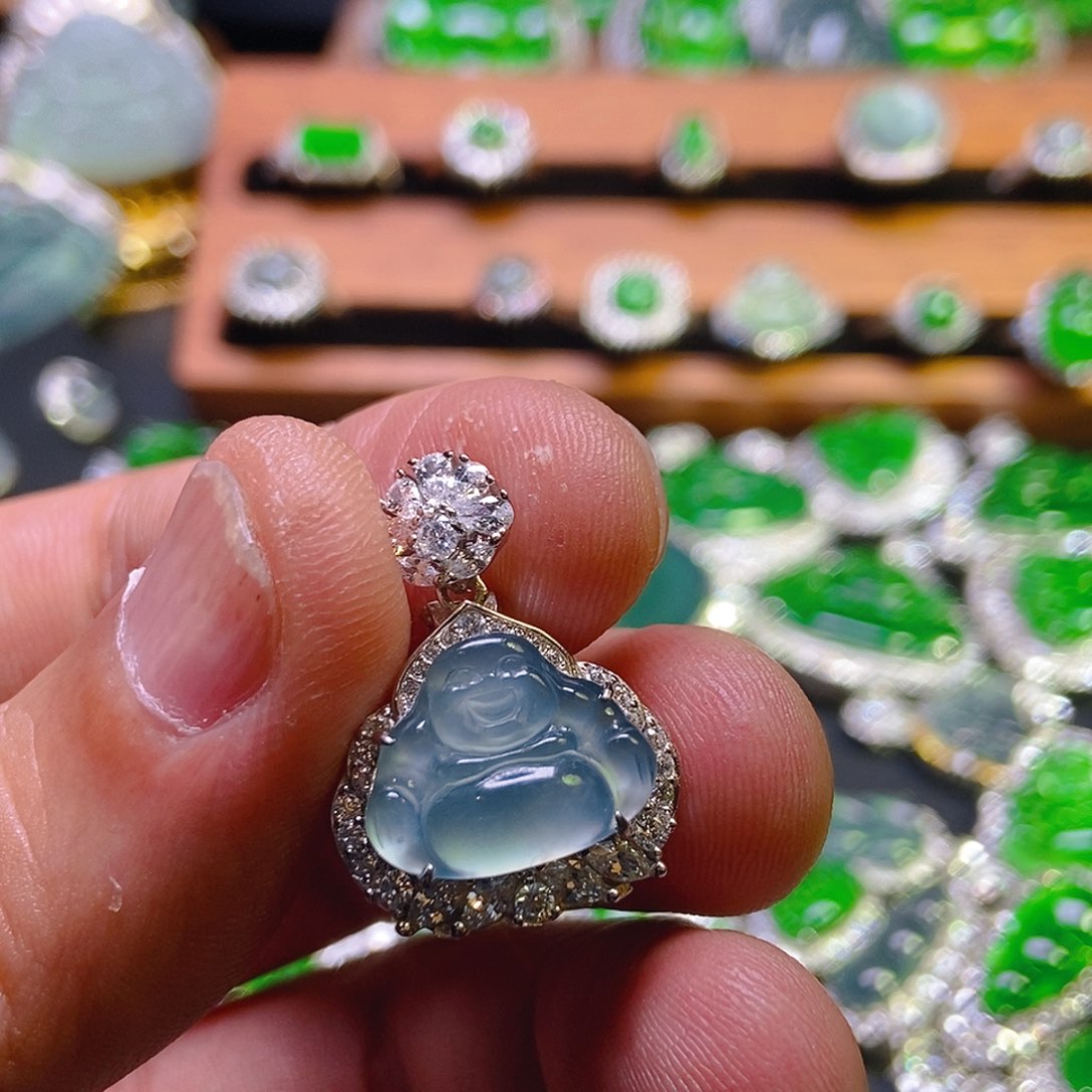 翡翠吊坠(不含链)银S925镶嵌307吊坠