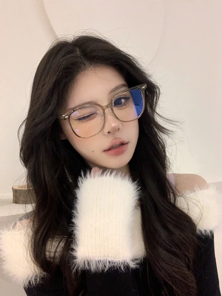 新款韩版女大框眼镜显脸小素颜眼镜超轻框韩系近视大脸可配度数