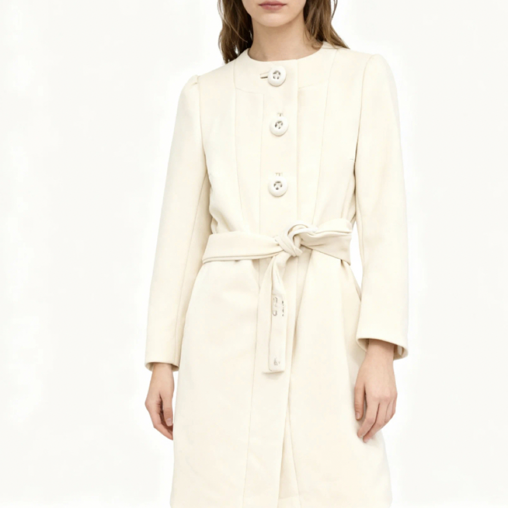 95新 Prada/普拉达 中长款圆领大衣外套/38码/C01683