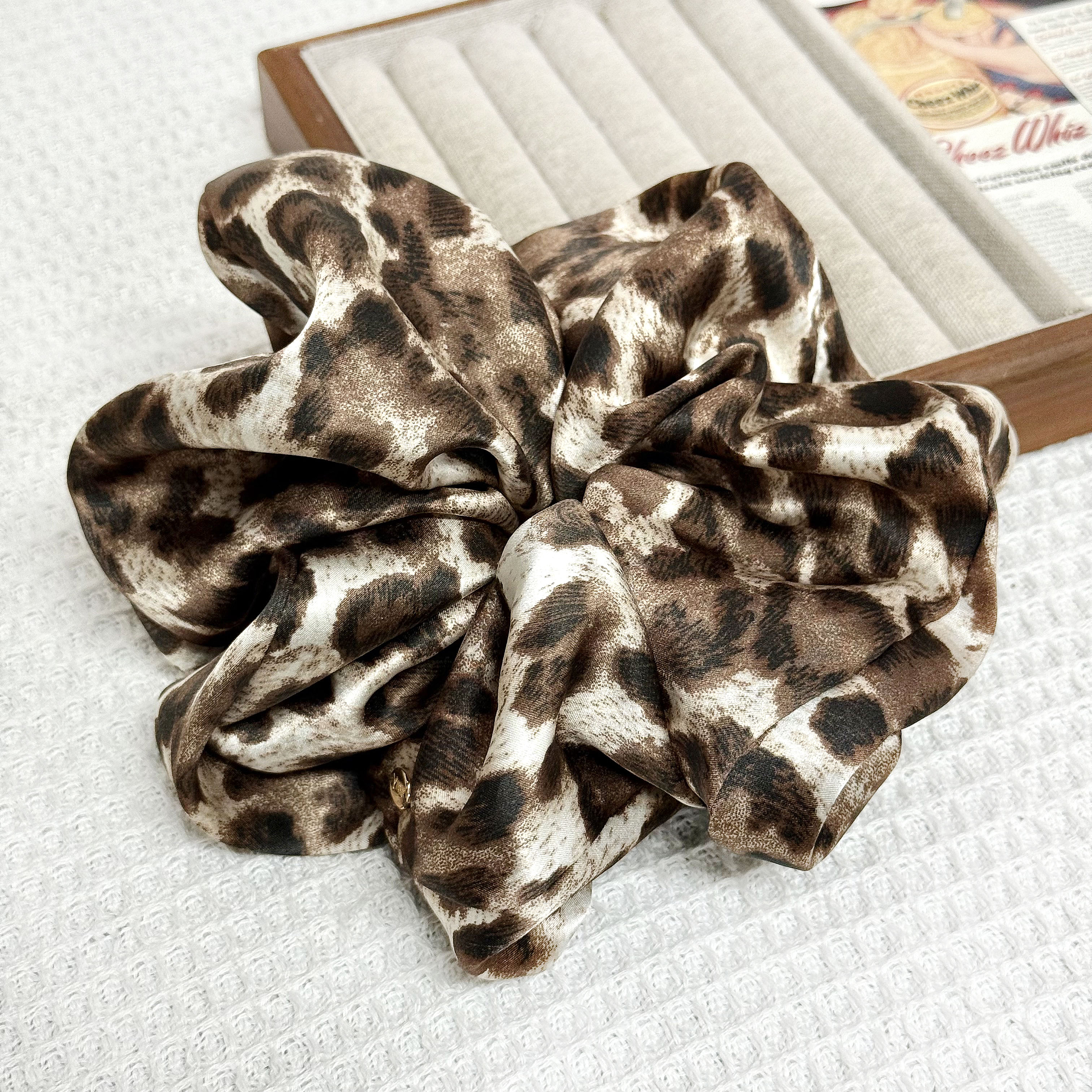 【钰韩】秋冬真丝豹纹发绳发圈复古女原创设计气质日韩经典