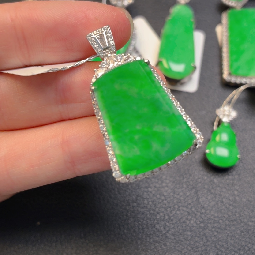 翡翠银S925镶嵌吊坠(不含链)