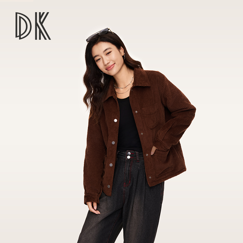 【李晨nic】翻领休闲外套宽松夹克上衣灯芯绒时尚复古保暖秋冬7207