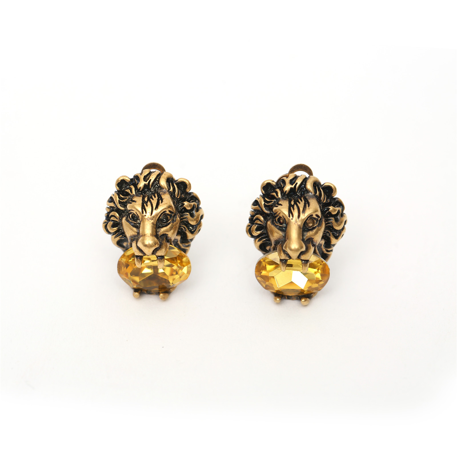 99新 GUCCI/古驰 活动 狮子咬黄钻耳环P222318724