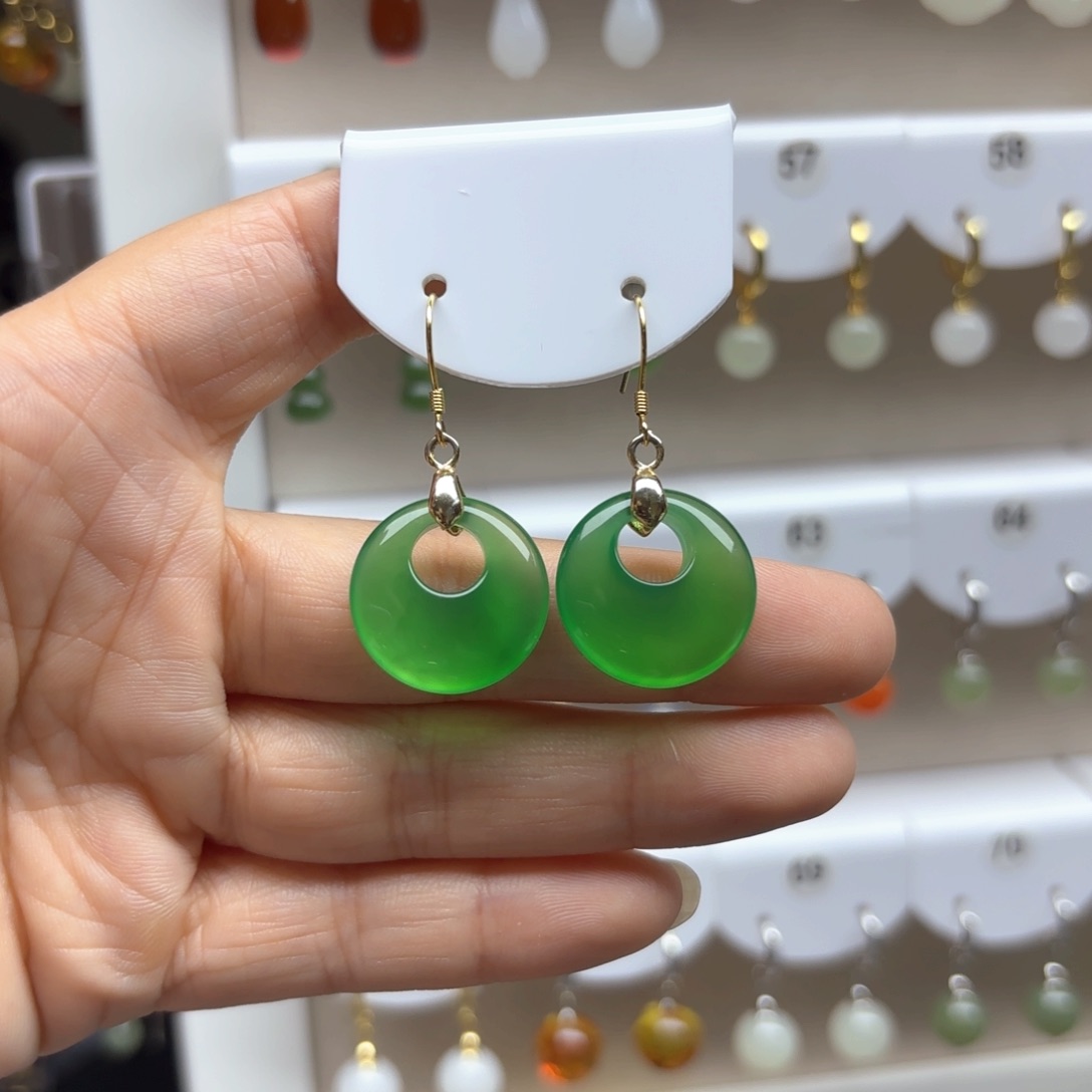 玛瑙/玉髓耳饰银S925镶嵌