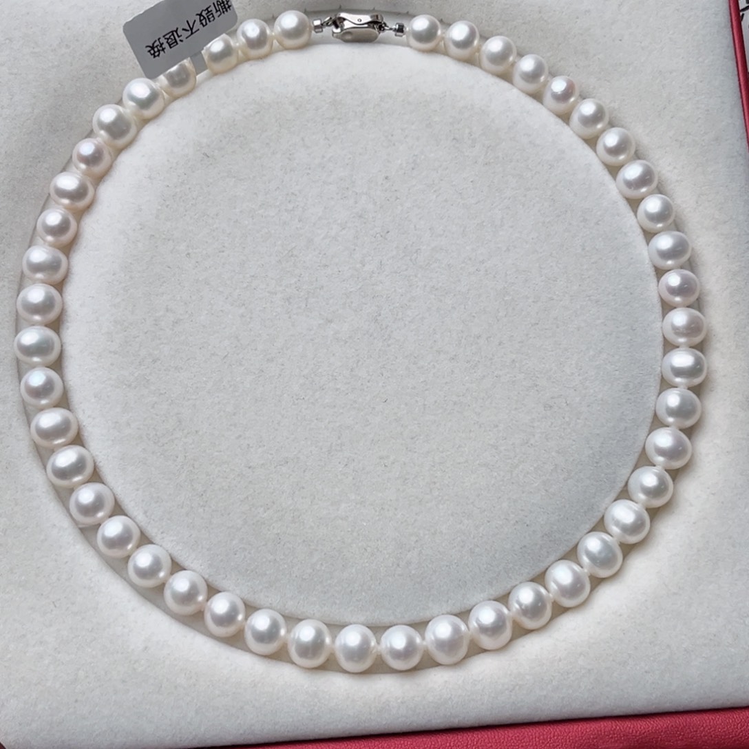 银S925镶嵌颈饰淡水珍珠9-10mm