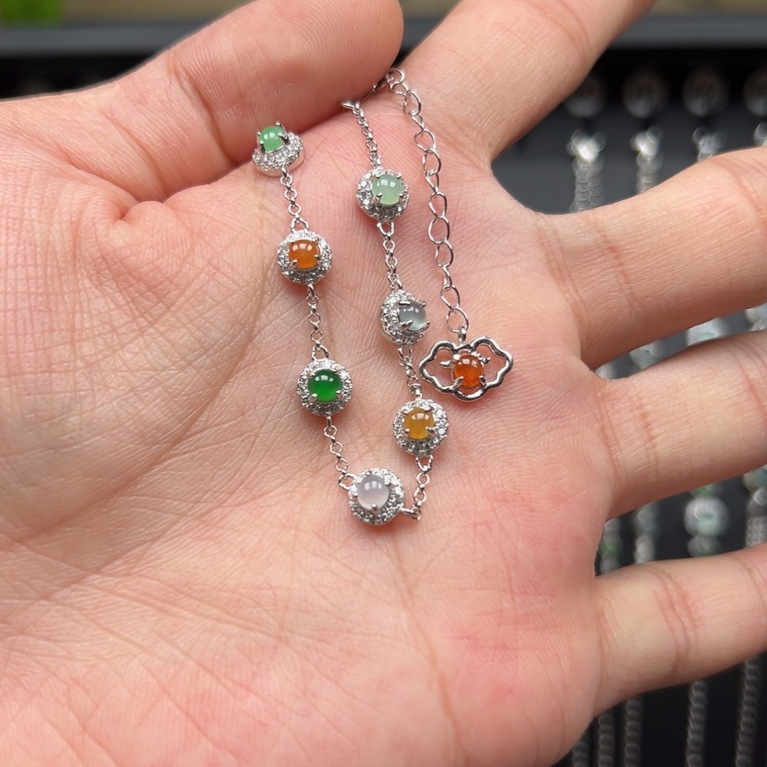 ╰***姐翡翠银S925镶嵌手链