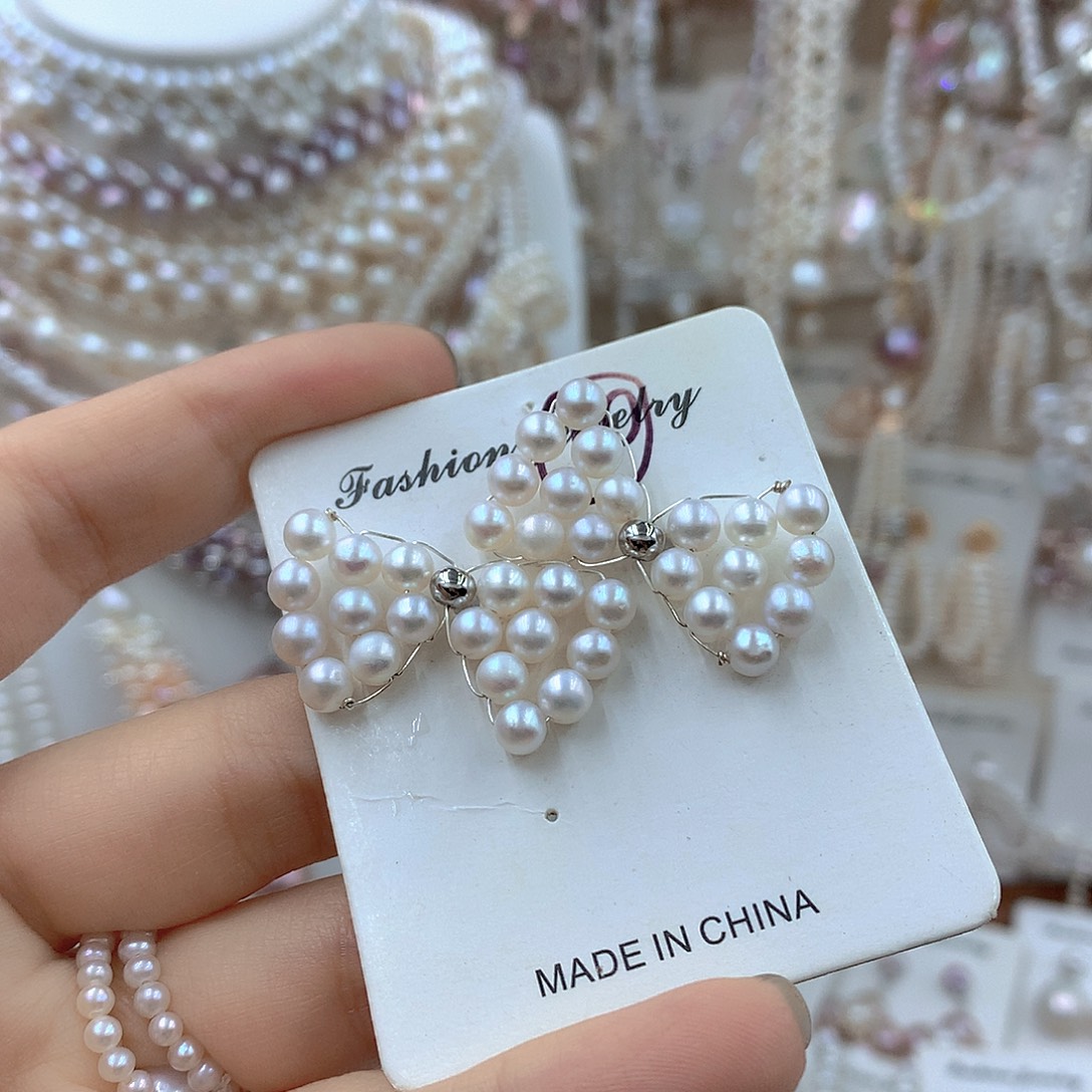 银S925镶嵌淡水珍珠耳饰