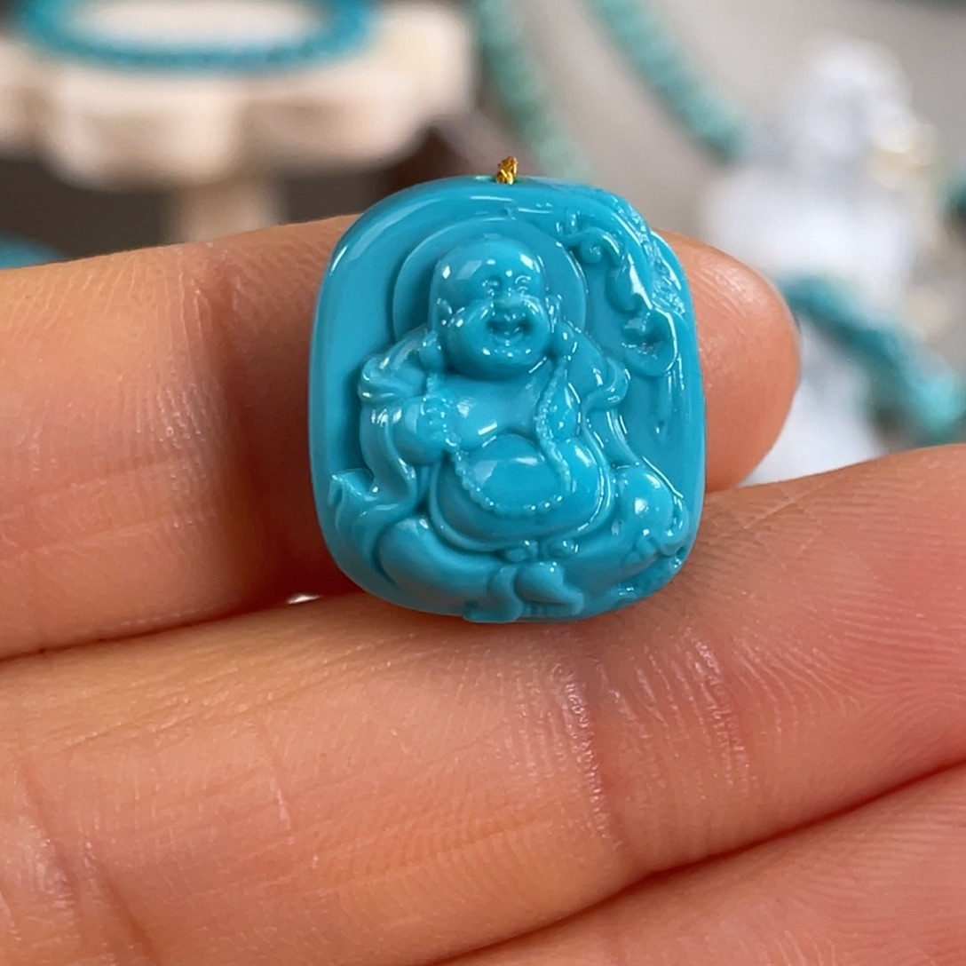 绿松石未镶嵌套链弥勒佛