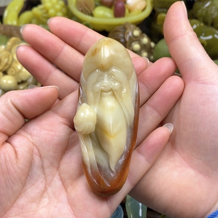 蛇纹石玉手把未镶嵌沐*儿