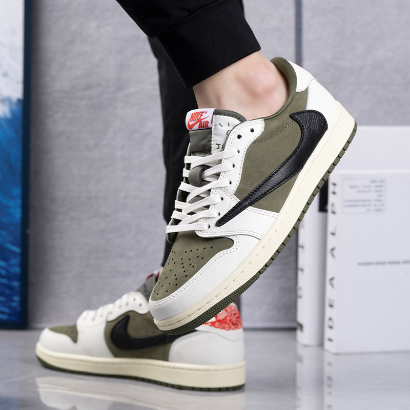Nike/耐克AirJordan 1 橄榄绿倒钩低帮时尚百搭男女款 【定制球鞋】