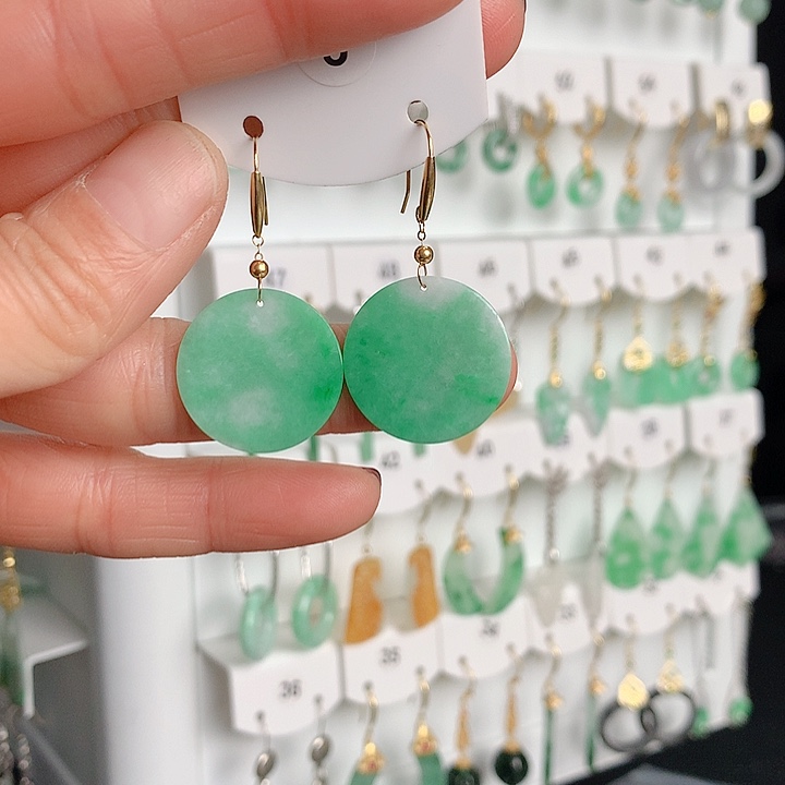 翡翠耳饰18K金镶嵌翡翠