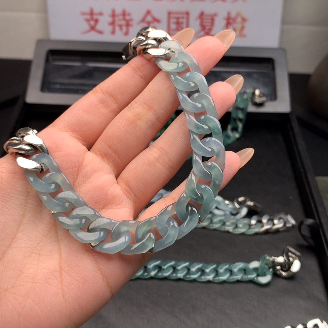 把***风翡翠未镶嵌手链003