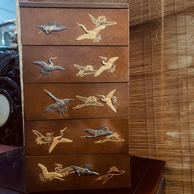 实木大漆重金手工五段重老物精工长25厘米款23厘米高41厘米