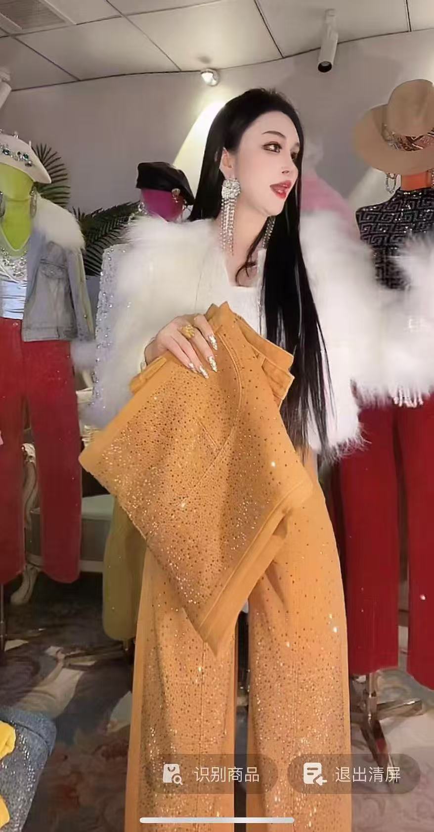 【漫老板】8809私服 定制欧货重工满天星钻香蕉加绒牛仔裤