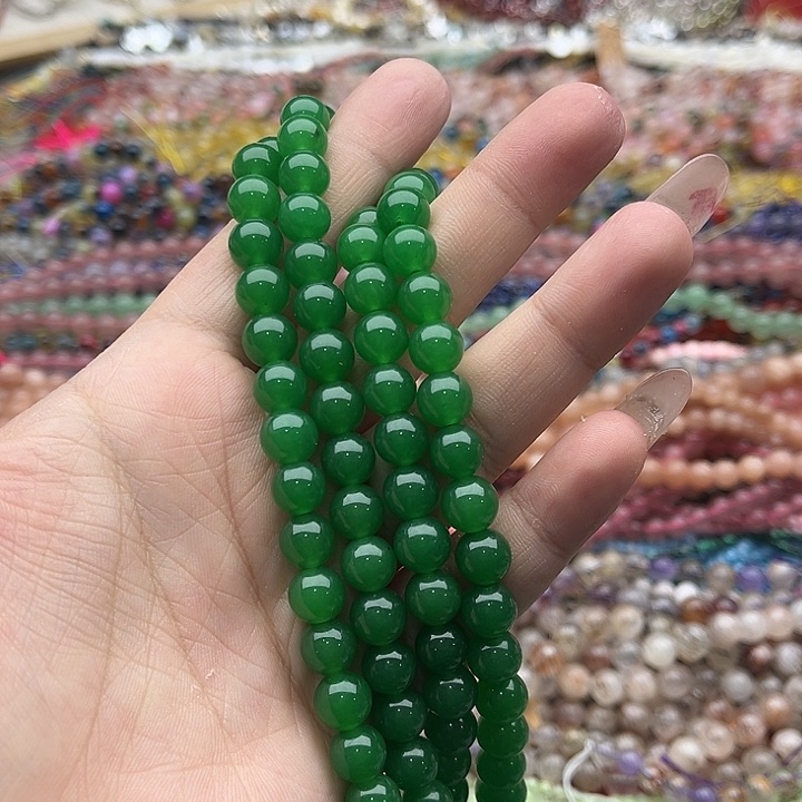 玛瑙/玉髓珠宝半成品未镶嵌一条8mm左右和田碧玉