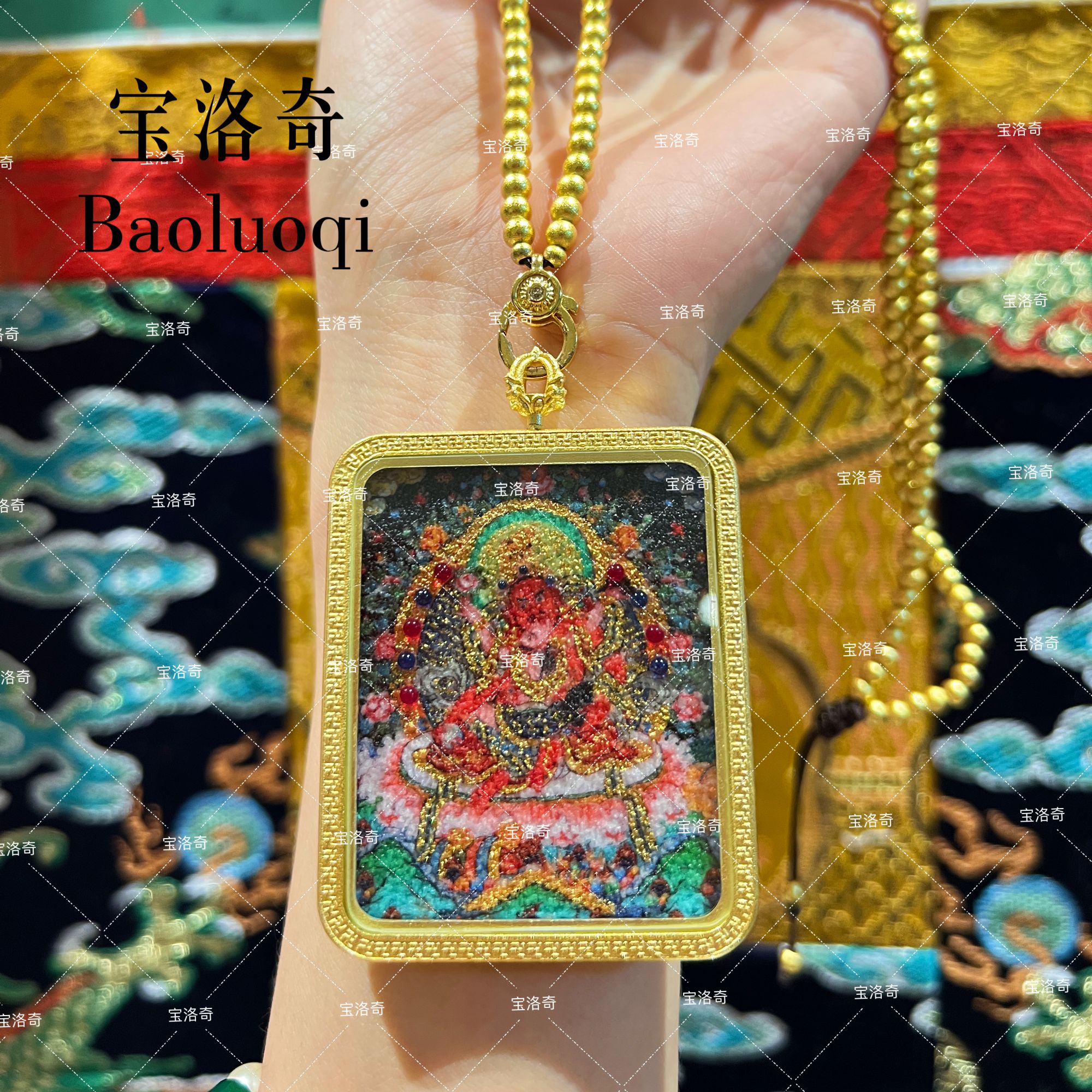 BLQTK-108 红莲花宝座库红CC手工砂双面唐卡