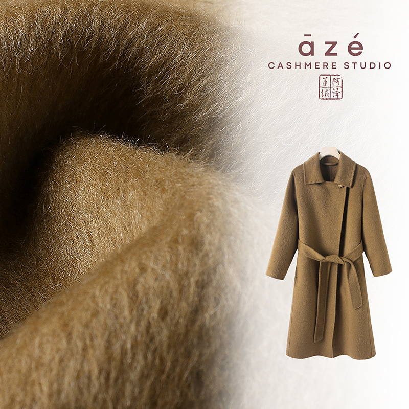 冬季时尚气质驼绒雅丹风长款双面毛呢外套120008