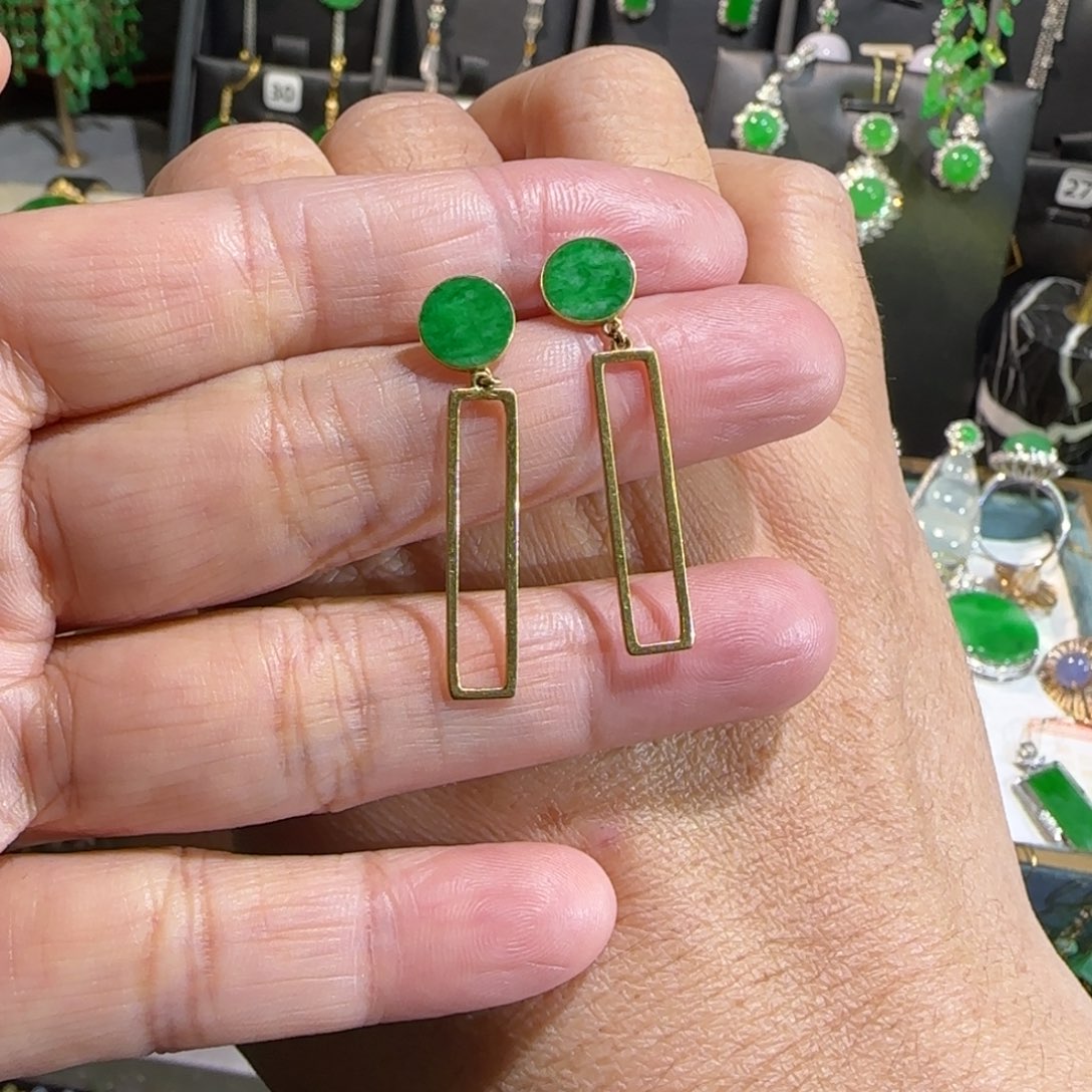 翡翠18K金镶嵌颈饰耳钉