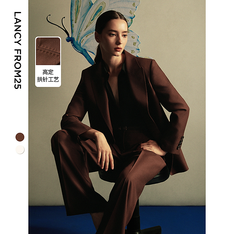【达人】朗姿复古高级感职业通勤西服外套新款西装女8WJK015