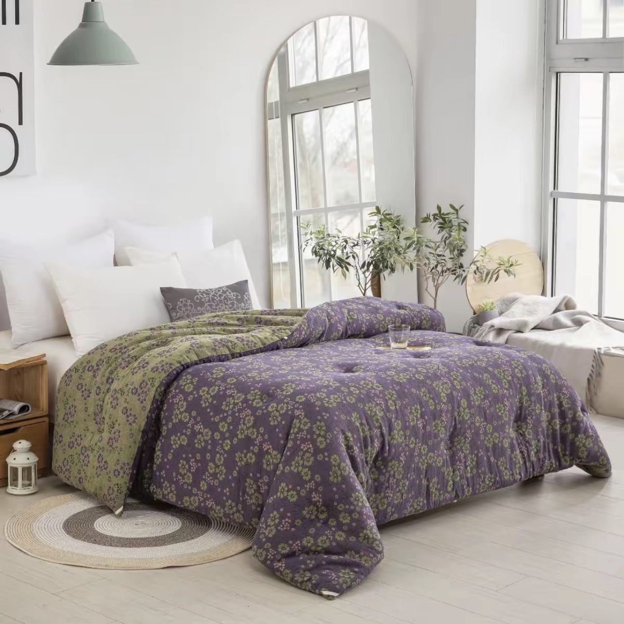 【双层纱大豆被】全棉色织双层纱复古春秋被秋冬被芯双面加厚多功能