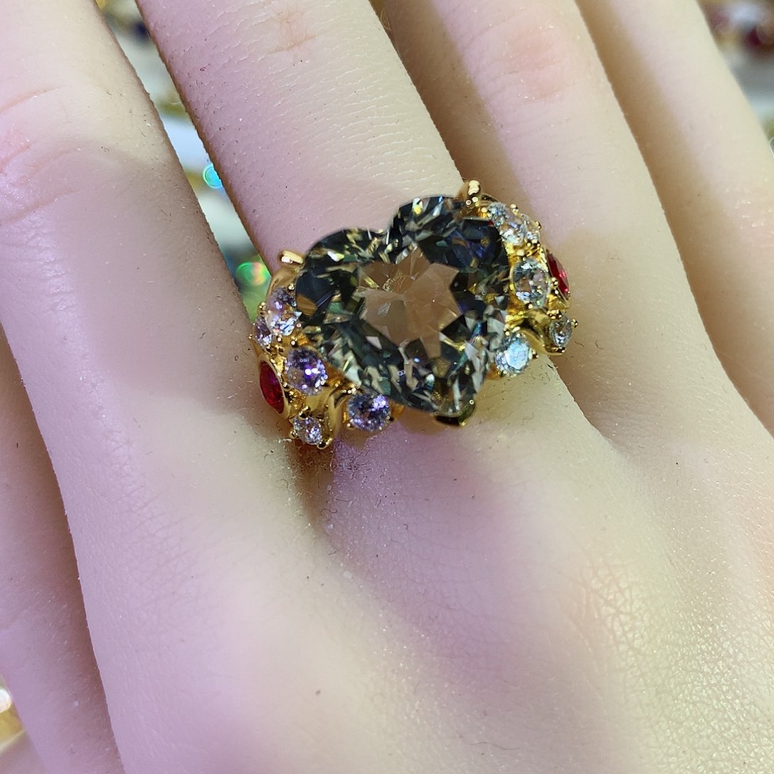 托帕石戒指银S925镶嵌