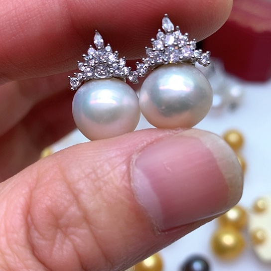 淡水珍珠耳饰银S925镶嵌