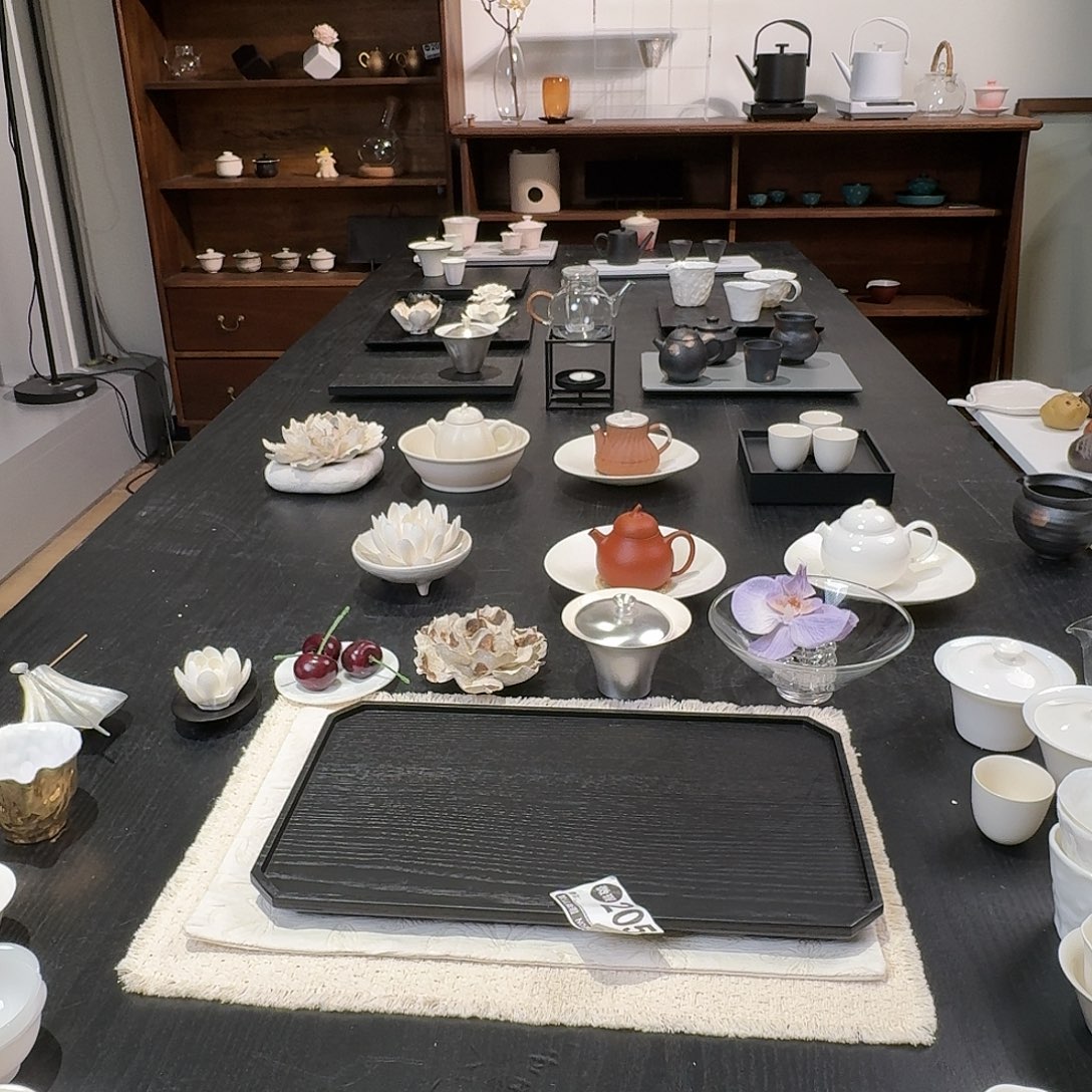 两件套茶席白色加微瑕茶盘