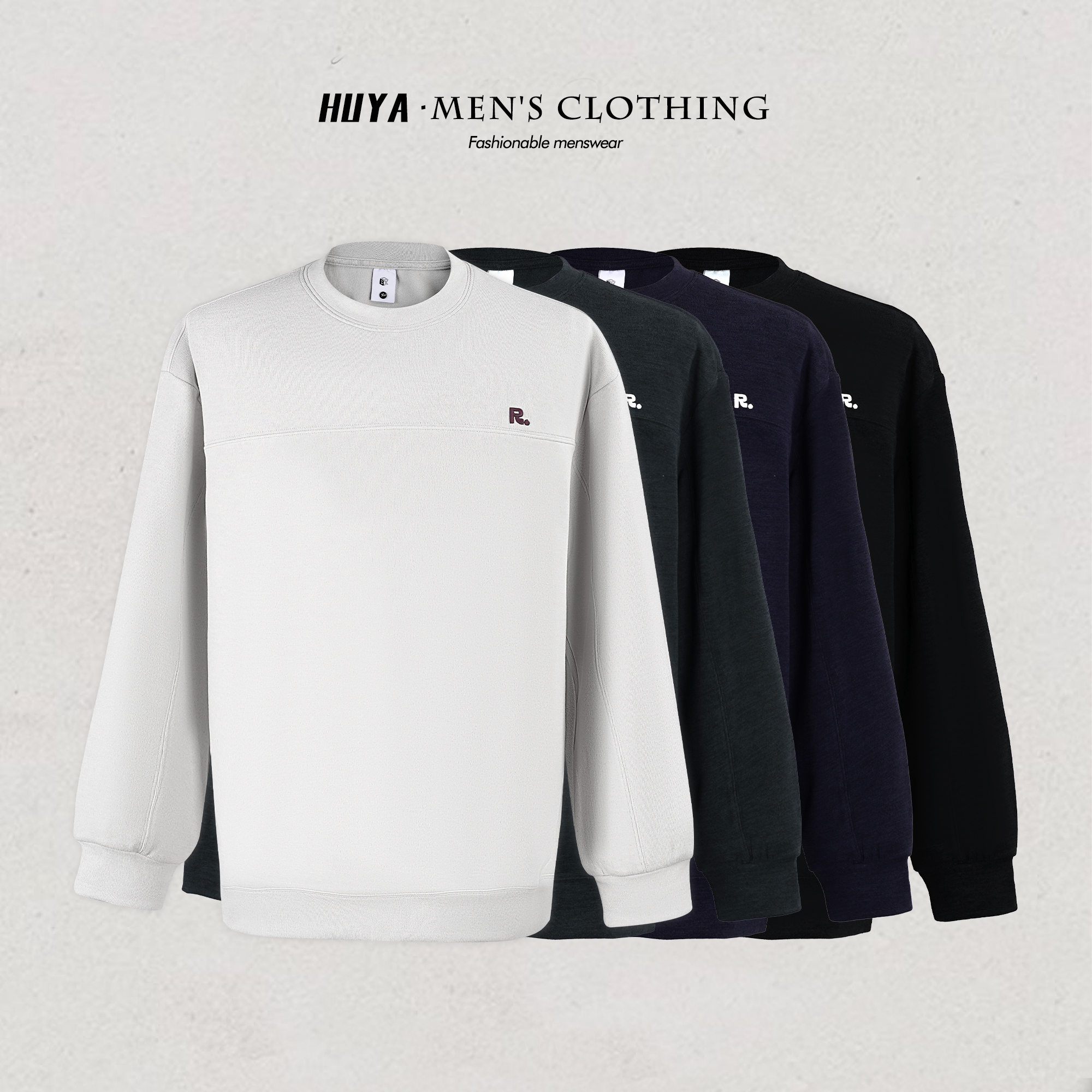 【达人专属】卫衣男士冬季蛋白双面暖绒字母点准圆领百搭长袖W7305