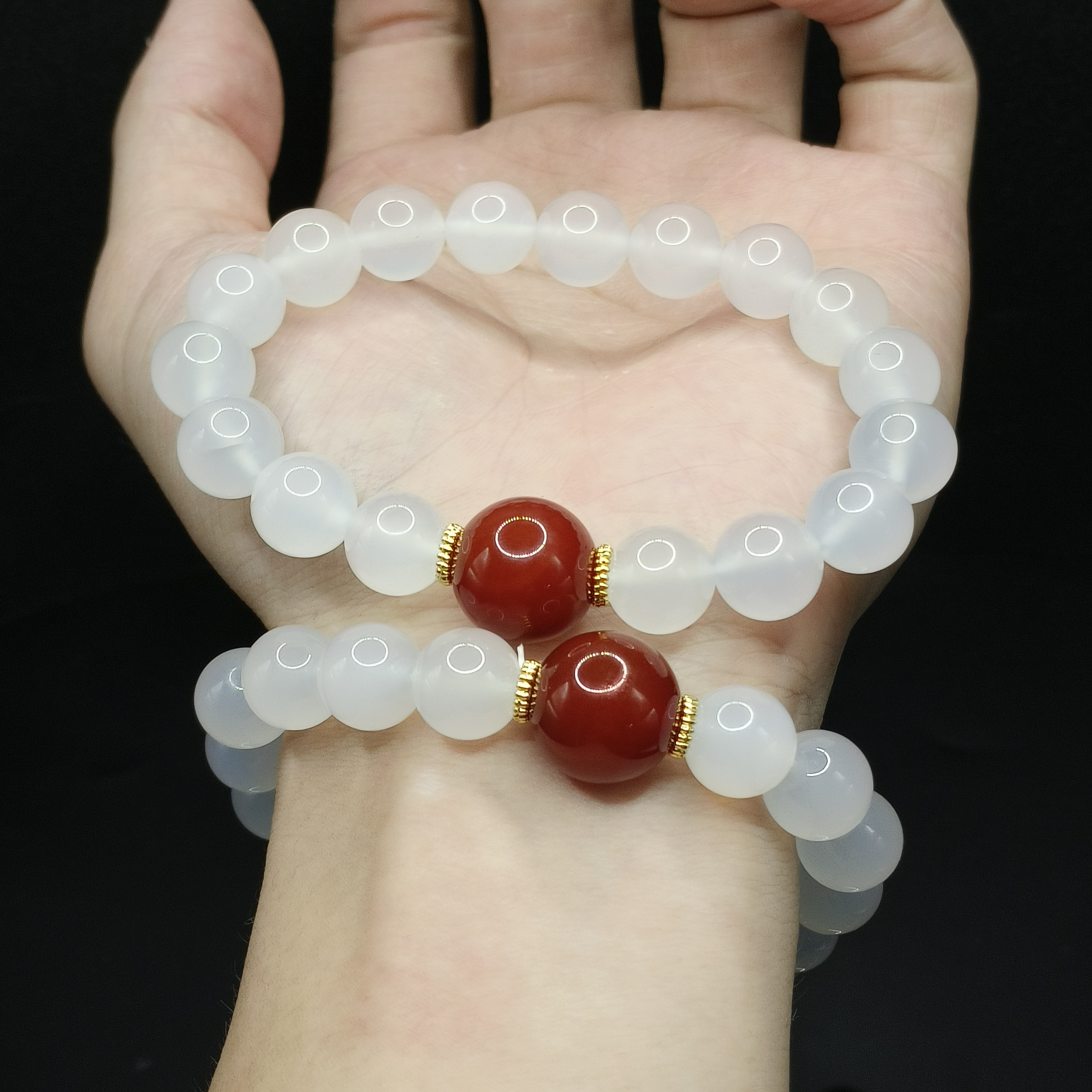 【老涂精选】白冰玉DIY单圈手串H25【多样性发其一】约10mm