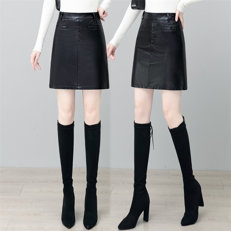 通勤风PU皮半身裙女2025秋冬新款高腰显瘦遮肉百搭包臀短裙一步裙