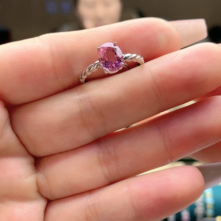 碧玺戒指银S925镶嵌纯天然