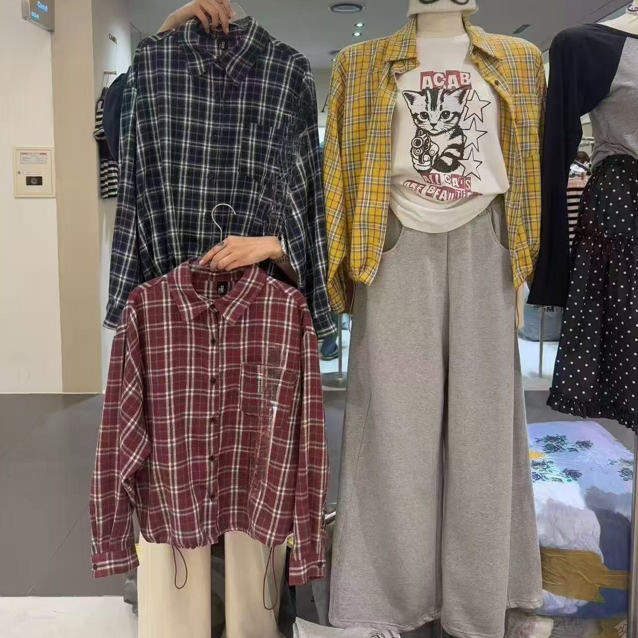 韩国东大门格子衬衣NO退换