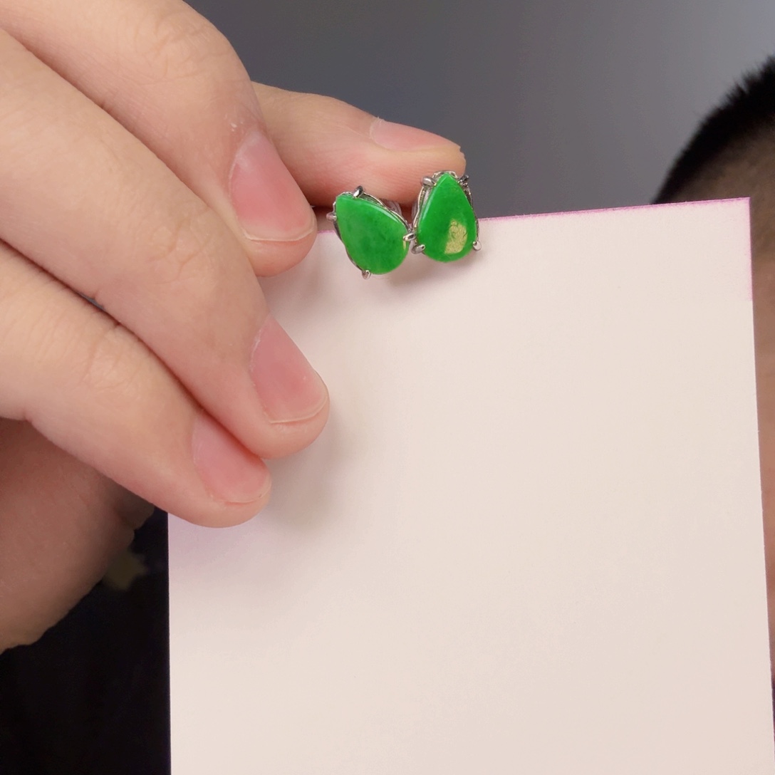 翡翠颈饰银S925镶嵌一对