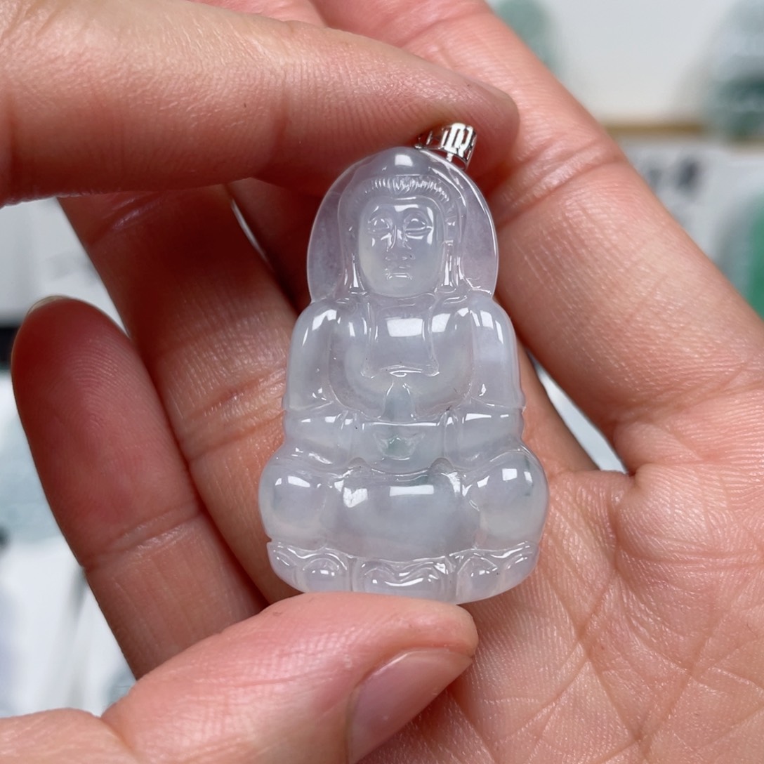 翡翠颈饰未镶嵌天然翡翠A货观音41号小板型