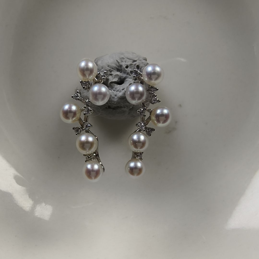 银S925镶嵌耳饰淡水珍珠