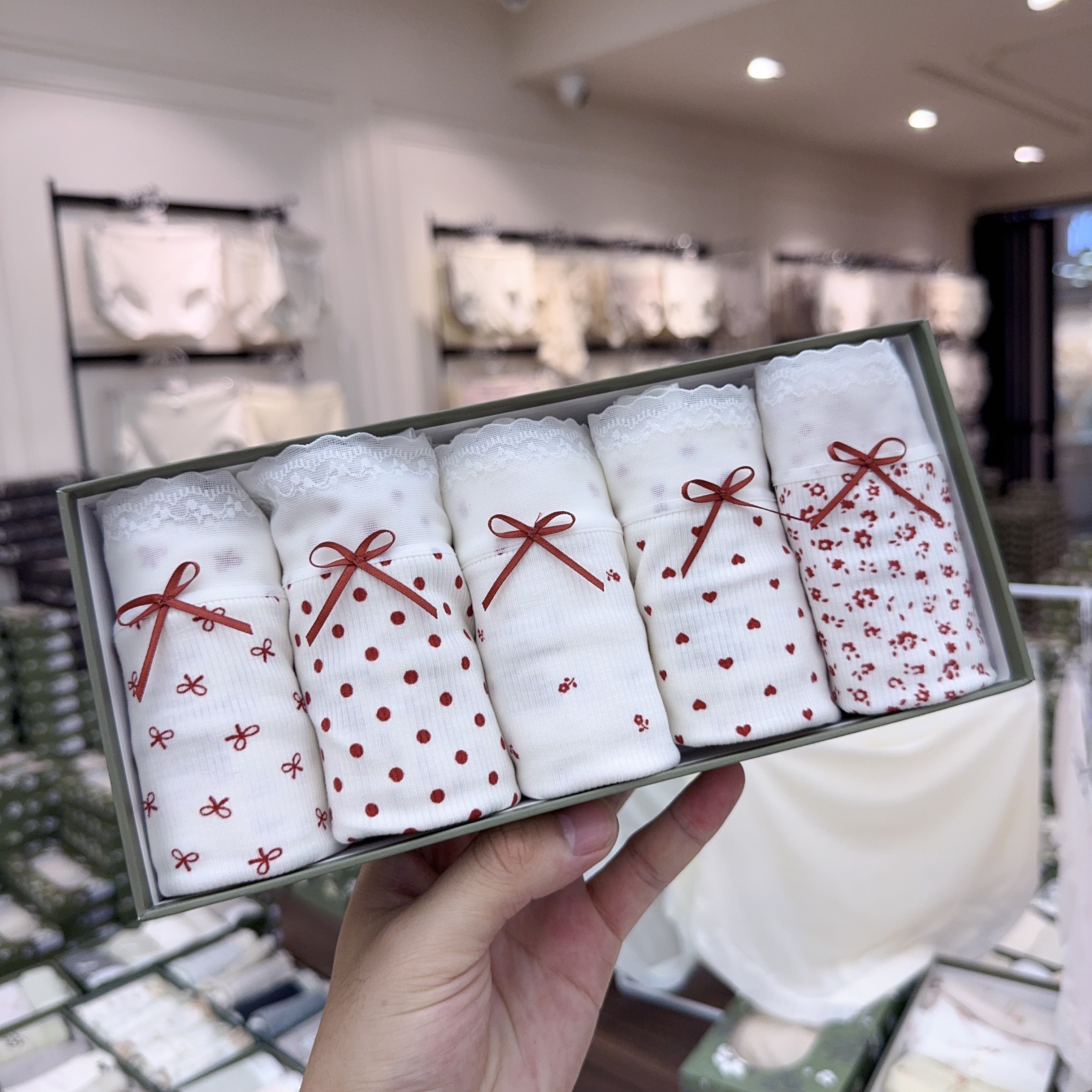 【5条装】837三角裤透气波点中腰女三角内裤日系欧若智性风条