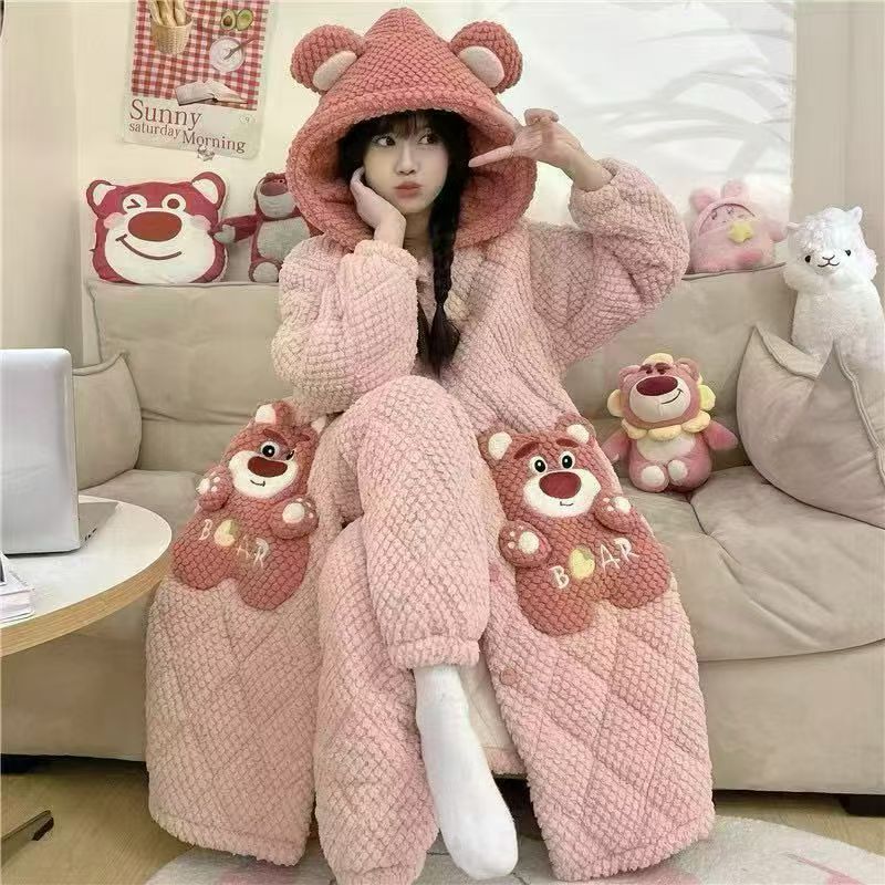 【2025三层夹棉】冬季加厚可爱甜美卡通甜美三层夹棉睡衣变态厚外穿