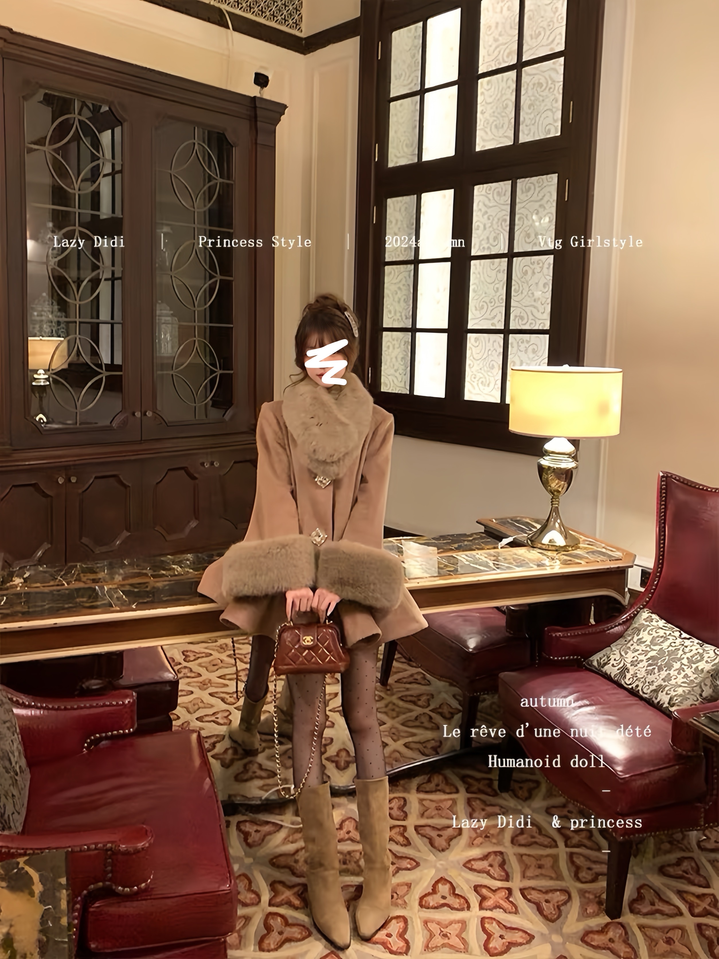 钢蛋 气质名媛冬季新款毛领贵气感轻奢小众呢子大衣2997