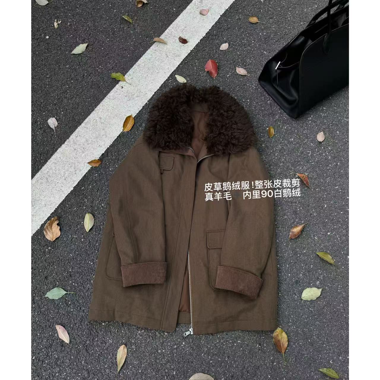 LOCO巴恩风皮草鹅 奢贵皮毛一体90白鹅绒羽绒鹅绒服外套LOYRF94