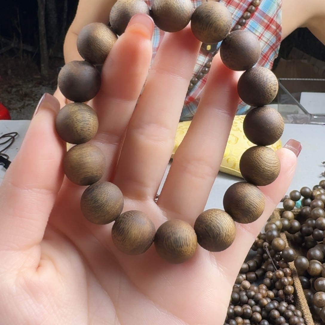 沉香香囊沉香白棋圆珠单圈卡14发一