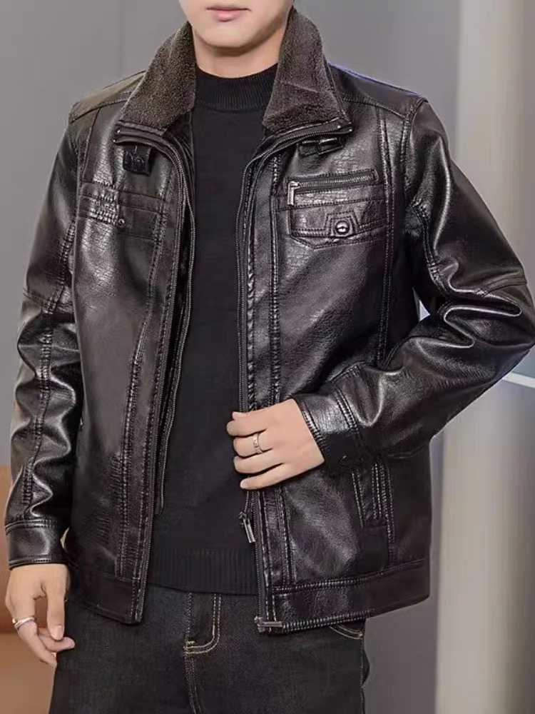 新款高端双领可拆卸颗粒绒皮衣外套DS22