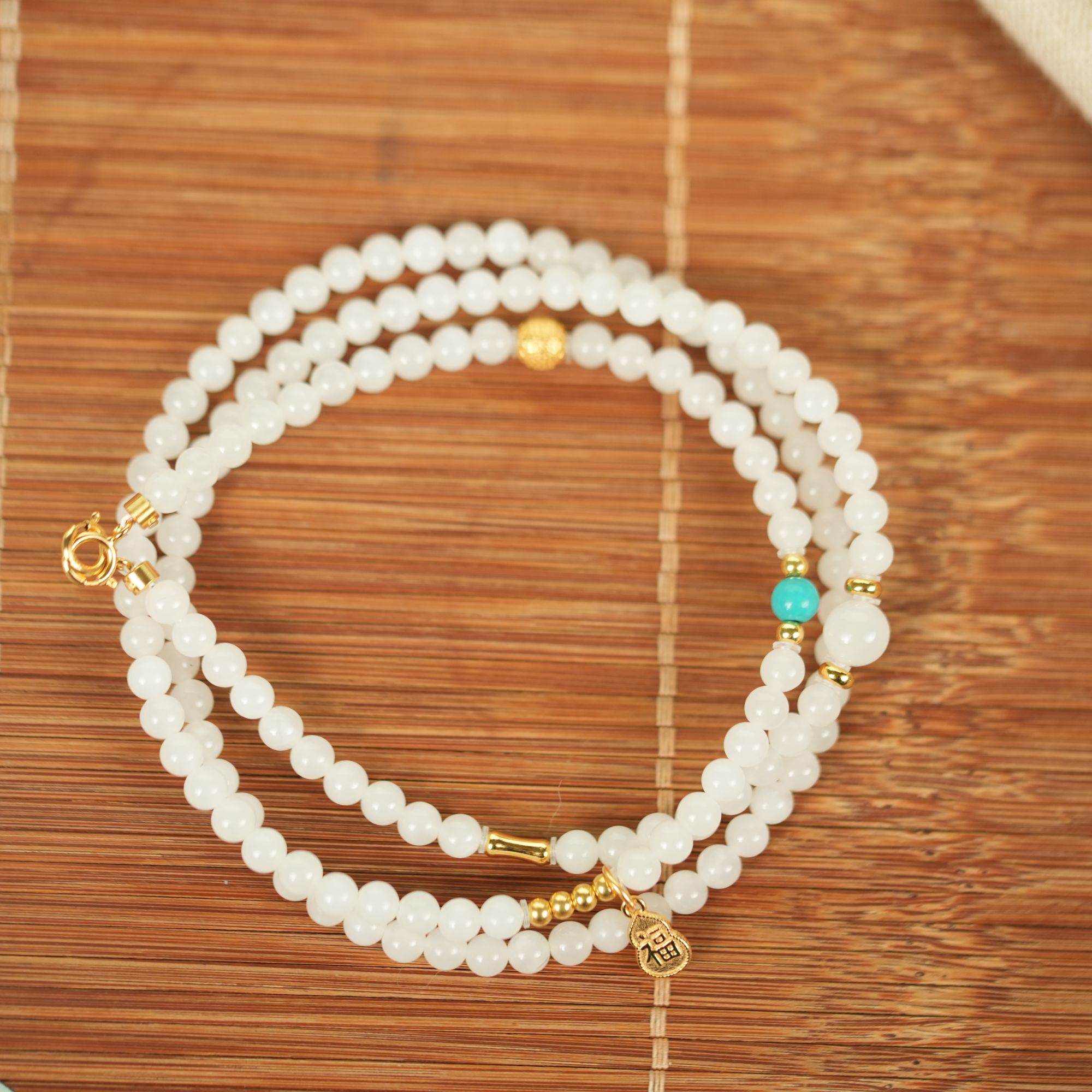 CY011和田白玉小米珠项链