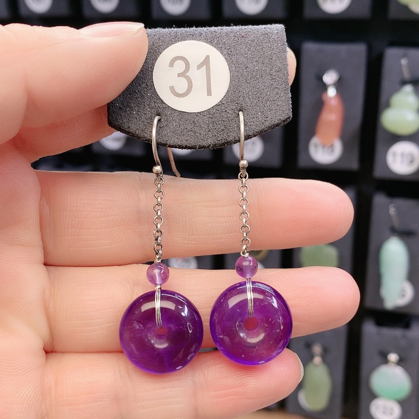 【闪购商品】紫晶耳饰银S925镶嵌精美