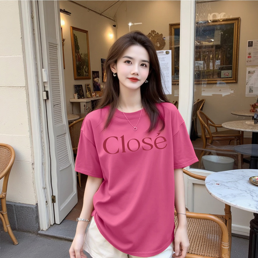 【离夏之梦】撞色字母t恤女新款透气百搭圆领美式印花纯棉上衣宽松