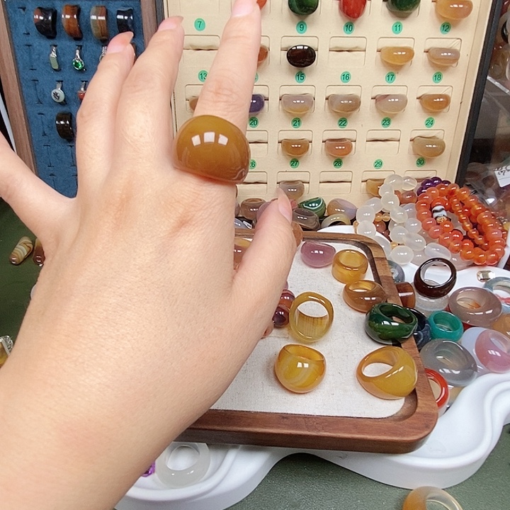 心***玛瑙/玉髓合金戒指