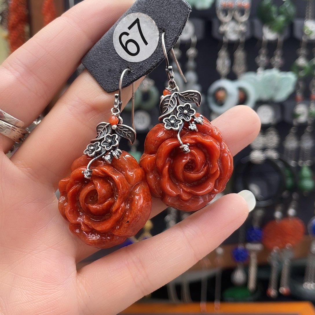 翡翠耳饰银S925镶嵌勿*我333thjjhh