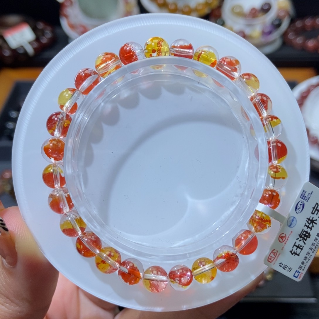 锦鲤胶花手链7毫米未镶嵌水晶