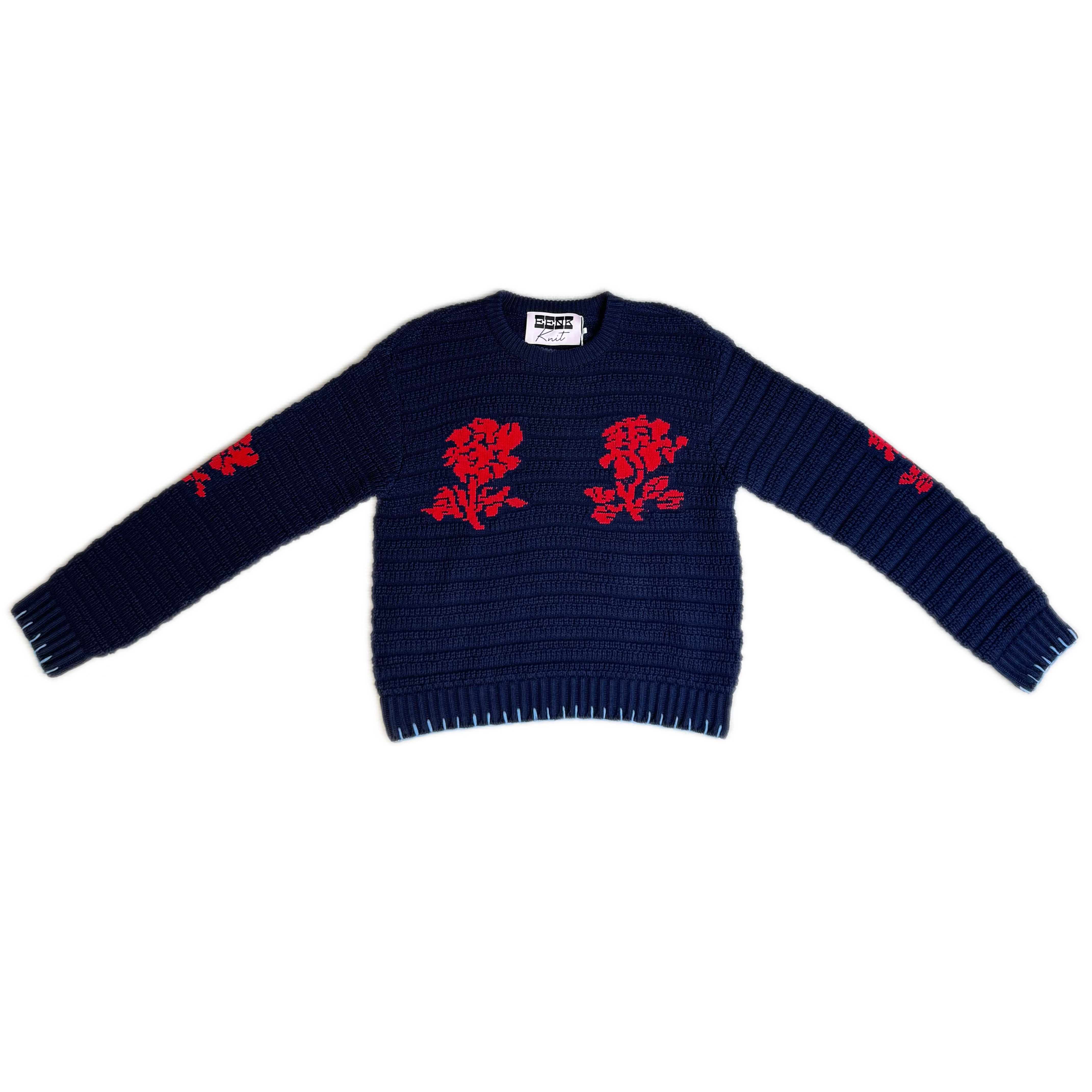 EENK 项小七 设计师品牌26早春新款花朵提花宽松复古针织毛衣女